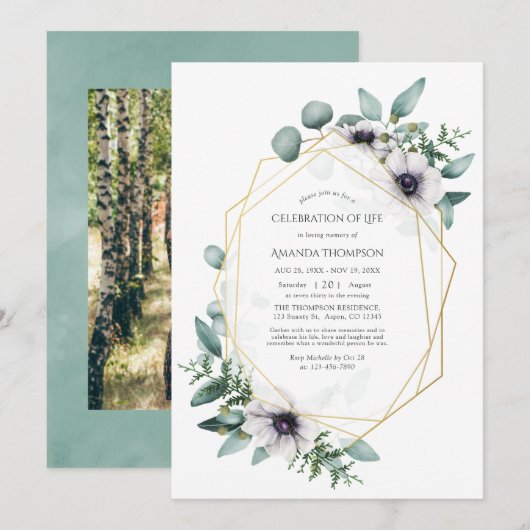 Eucalyptus Anemoon Geometrische Viering van het Le Kaart (Voorkant / Achterkant)