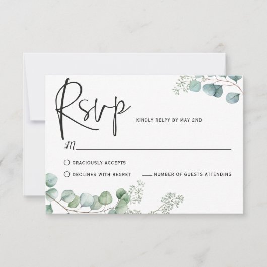 Eucalyptus antwoordkaarten, RSVP kaartje (Voorkant)
