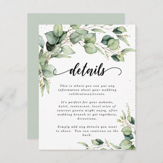 Eucalyptus Aquarel Details Envelopkaart Informatiekaartje (Voorkant / Achterkant)