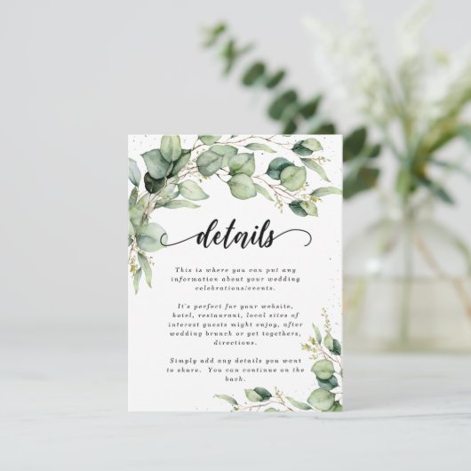 Eucalyptus Aquarel Details Envelopkaart Informatiekaartje (Staand voorkant)