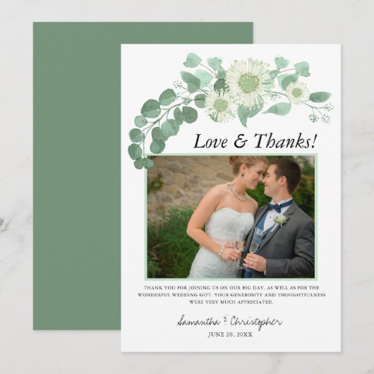 Eucalyptus Aquarel Foto Trouw Dankkaart Kaart (Voorkant / Achterkant)