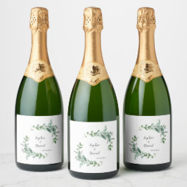 Eucalyptus Aquarelle Mariage Sparkling Wijnetiket