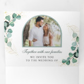 Eucalyptus Arch Photo All in One QR Code Weddensch Drieluik Uitnodiging (Binnenzijde eerst)