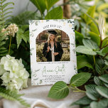 Eucalyptus Arch Photo Graduation Invitation Kaart<br><div class="desc">Celebrate her big achievement with this elegant "Eucalyptus Garden" graduation invitation. Featuring a beautiful arched photo slot framed by soft watercolor greenery and the bold "She Did It!" heading. This modern botanical design in sage green and gold is perfect for a high school or college graduate. Easily personalize with your...</div>