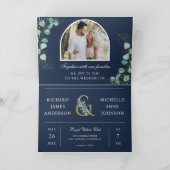 Eucalyptus Arch Photo Navy Blue QR Code Wedding (Binnen)