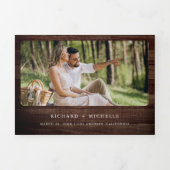 Eucalyptus Arch Photo Rustic Wood QR Code Wedding Drieluik Uitnodiging (Cover)