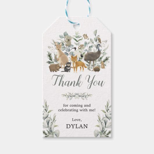 Eucalyptus Australian Birthday Hartelijk dank Cadeaulabel (Voorkant)