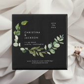 Eucalyptus B/W Bruiloft Vierkant Save the Date Magneet