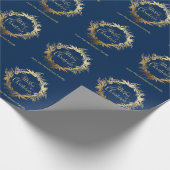 Eucalyptus baard met gouden marineblauw cadeaupapier (Hoek)