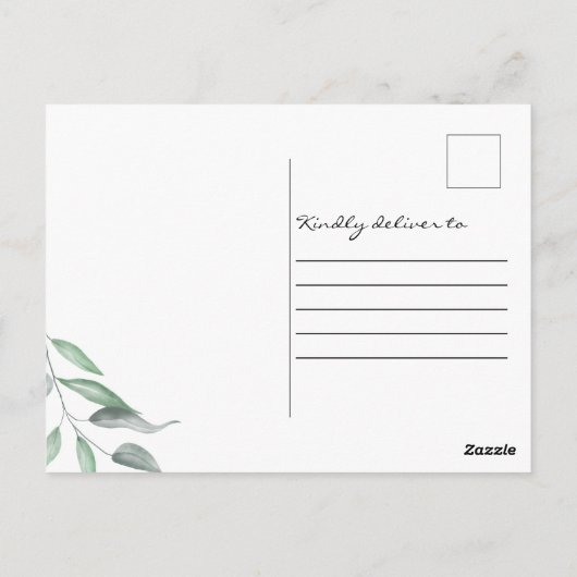 Eucalyptus baby aankondiging foto Liefde & Dank Briefkaart (Achterkant)