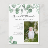 Eucalyptus baby aankondiging foto Liefde & Dank Briefkaart (Voorkant)
