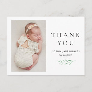 Eucalyptus baby bedankkaart met foto briefkaart