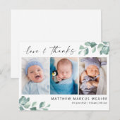 Eucalyptus baby dank je kaart, script bedankt briefkaart (Voorkant / Achterkant)