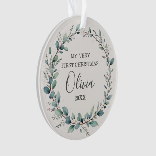 Eucalyptus Baby eerste eerste kerst Ornament (voorkant)