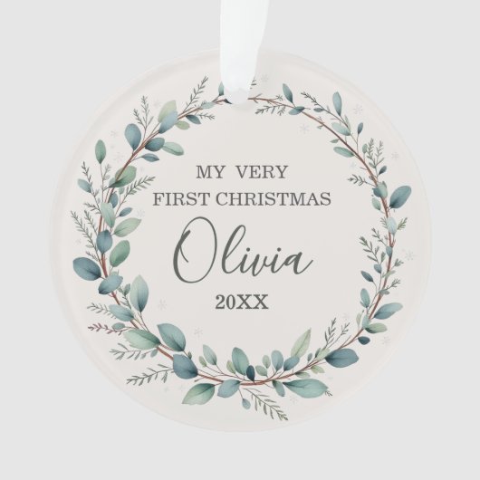 Eucalyptus Baby eerste eerste kerst Ornament (voorkant)