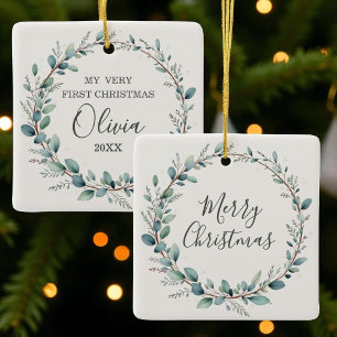 Eucalyptus Baby eerste vrolijke kerst Keramisch Ornament