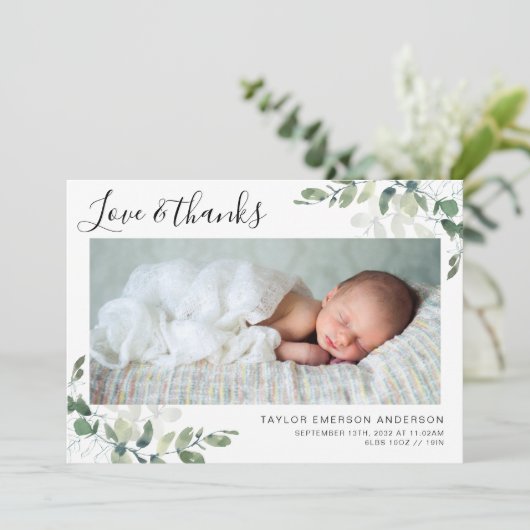 Eucalyptus Baby Foto Aankondiging (Staand voorkant)