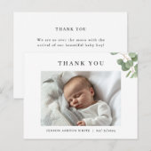 Eucalyptus baby geboorte aankondiging fotokaart briefkaart (Voorkant / Achterkant)