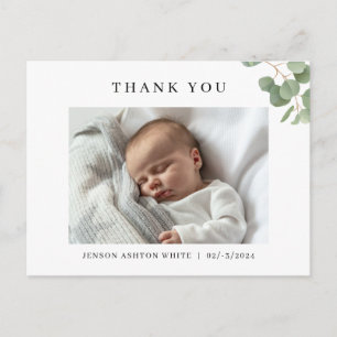 Eucalyptus baby geboorte aankondiging fotokaart briefkaart