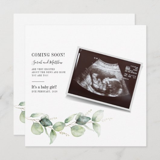Eucalyptus Baby onthullen botanische zwangerschap Aankondiging (Voorkant / Achterkant)