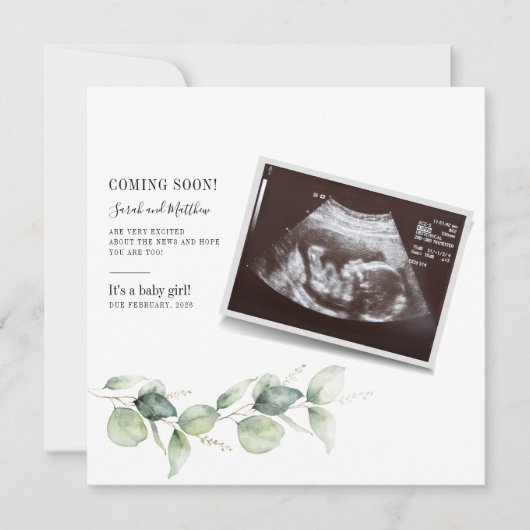 Eucalyptus Baby onthullen botanische zwangerschap Aankondiging (Voorkant)