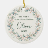 Eucalyptus Baby’s First Christmas Keramisch Ornament (Voorkant)