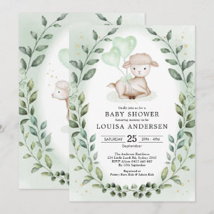Eucalyptus Baby Sheep Little Lamb Neutrale Shower Kaart