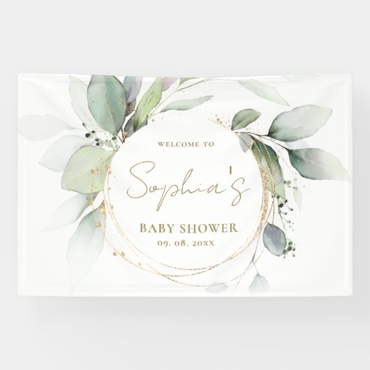 Eucalyptus Baby shower Backdrop Banner (Horizontaal)