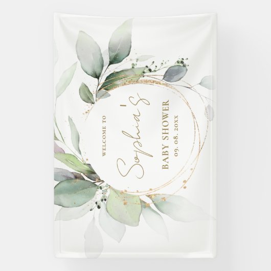Eucalyptus Baby shower Backdrop Banner (Verticaal)
