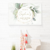 Eucalyptus Baby shower Backdrop Banner (Insitu)