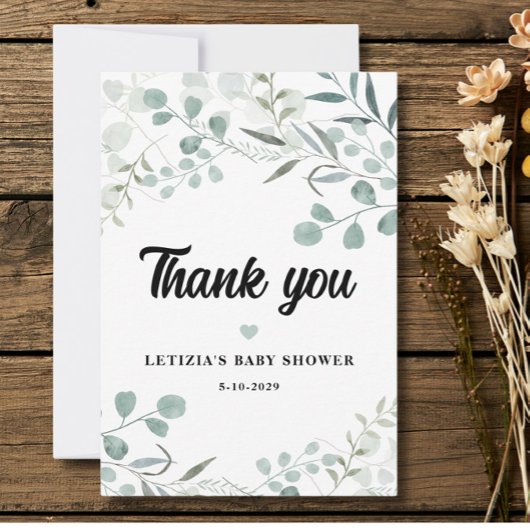 Eucalyptus Baby Shower Bedankkaart