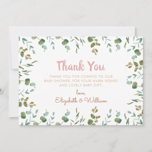 Eucalyptus Baby shower Bedankt (Voorkant)