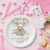 Eucalyptus Baby Shower Beerlijk Wachten Beer & Bal Papieren Bordje (Feest)