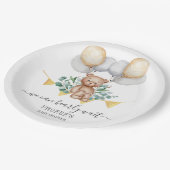 Eucalyptus Baby Shower Beerlijk Wachten Beer & Bal Papieren Bordje (Gekanteld)