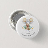 Eucalyptus Baby Shower Beerlijk Wachten Beer & Bal Ronde Button 3,2 Cm (Voorkant /achterkant)