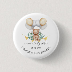Eucalyptus Baby Shower Berenjongst Op De Beer & Ba Ronde Button 3,2 Cm