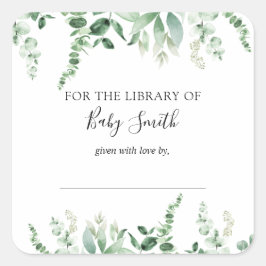 Eucalyptus Baby shower Bookplaat sticker