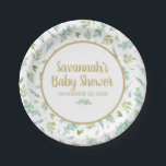 Eucalyptus Baby shower Botanisch groen Papieren Bordje<br><div class="desc">Een elegant eucalyptus bladpatroon papier bord voor een botanisch,  groen baby shower thema.</div>
