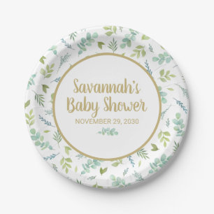 Eucalyptus Baby shower Botanisch groen Papieren Bordje