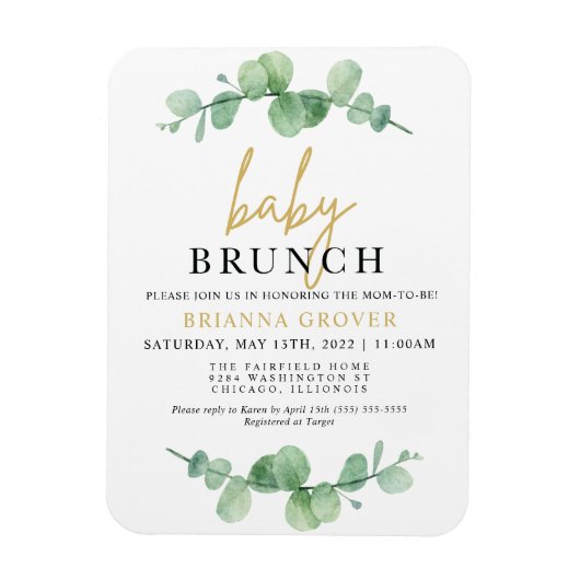 Eucalyptus Baby shower Brunch Uitnodiging Magneet (Verticaal)