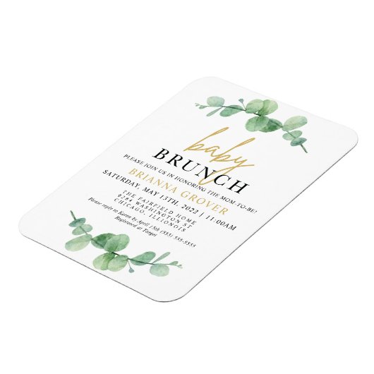 Eucalyptus Baby shower Brunch Uitnodiging Magneet (Linkerzijde)