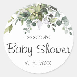 Eucalyptus Baby shower Classic Round Sticker