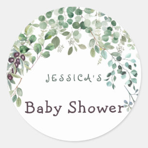 Eucalyptus Baby shower Classic Round Sticker