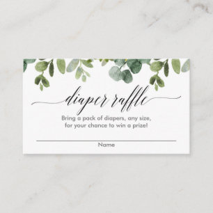 Eucalyptus baby shower diaper raffinagekaarten informatiekaartje