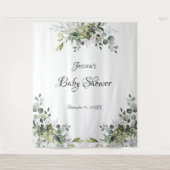 Eucalyptus Baby shower Foto Achtergrond Wandkleed (Voorkant)