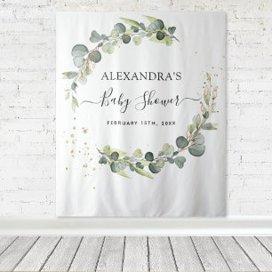 Eucalyptus Baby Shower Fotohokje Achtergrond Wandkleed