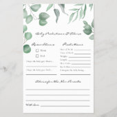 Eucalyptus Baby shower Game Voorspellingen & Advie Flyer (Voorkant)