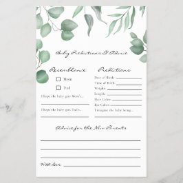 Eucalyptus Baby shower Game Voorspellingen & Advie Flyer