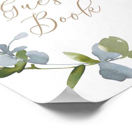 Eucalyptus Baby shower Gastenboek teken Poster (Hoek)
