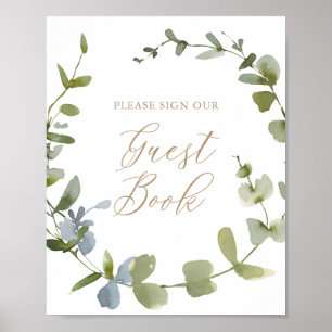 Eucalyptus Baby shower Gastenboek teken Poster